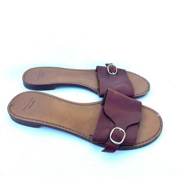 Sezane Heloise Low Mule Flats Leather Brown Sandals Natural Heritage 9 - Picture 3 of 11